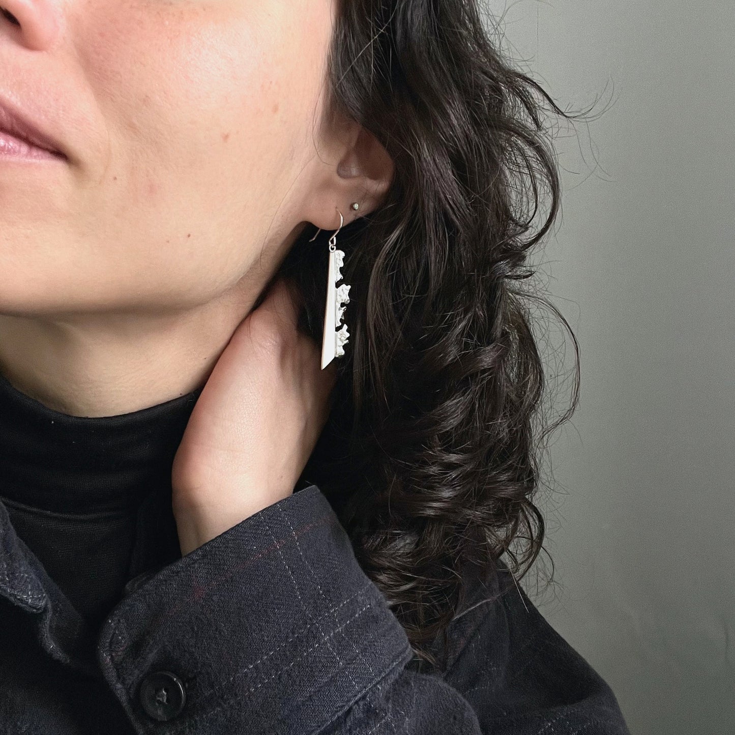 Long Angular Lichen Earrings